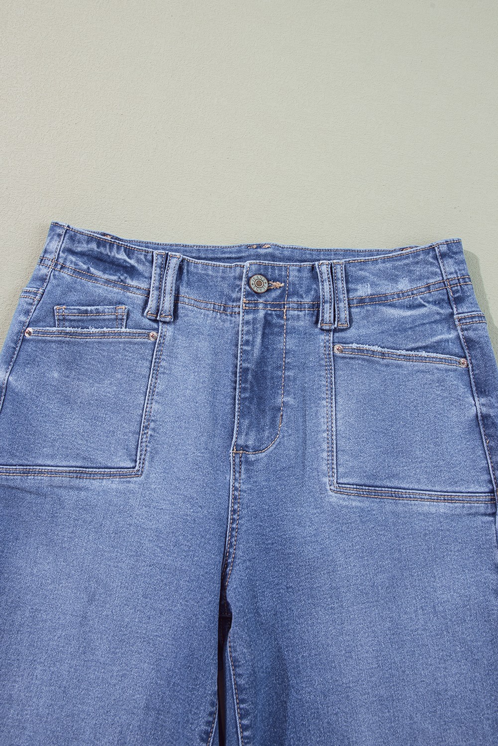 Beau Blue Loose Straight Leg Cropped High Waist Jeans