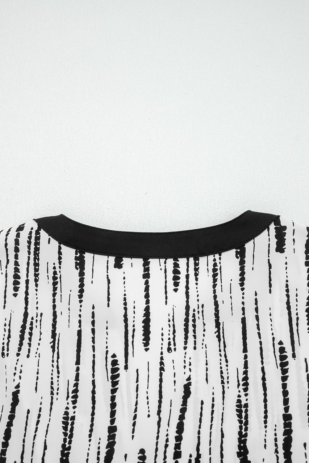White Abstract Printed V Neck Fall Blouse