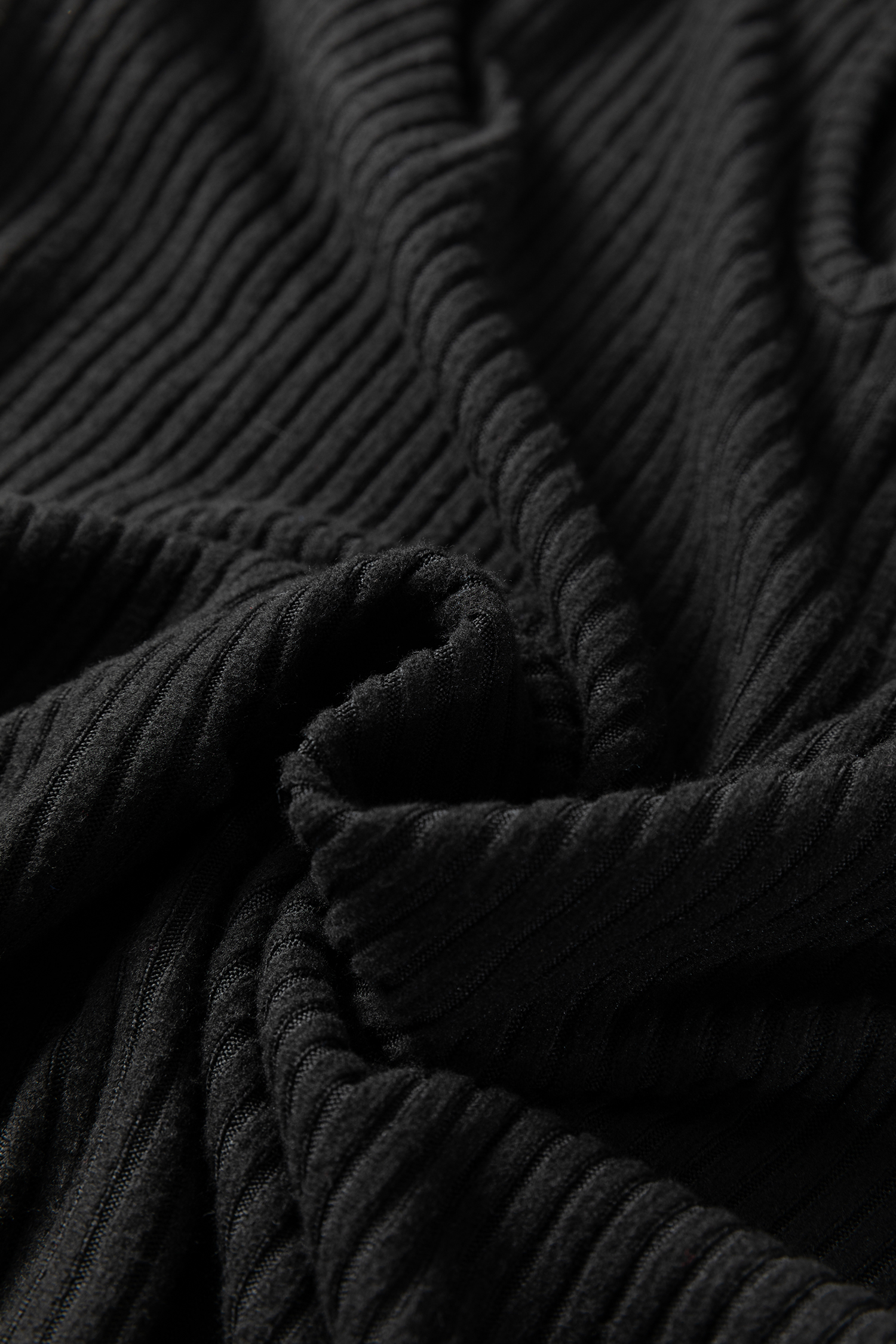 Black Ribbed Notched Neck Knit Long Sleeve Leggings Two Pieces Lounge Set