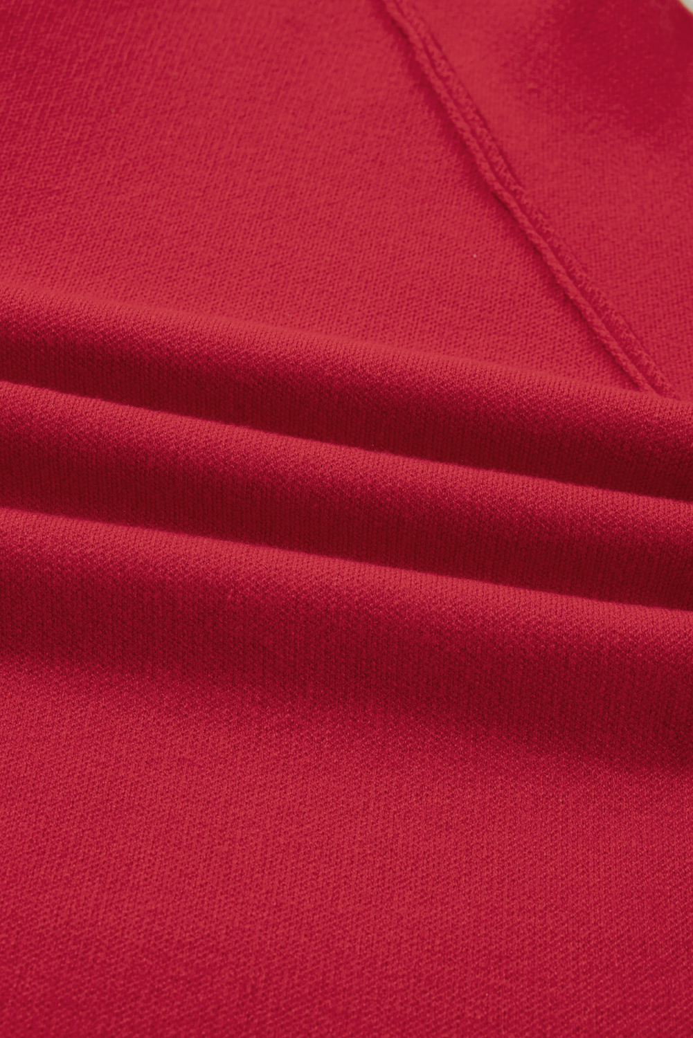 Fiery Red Collared Button Front Wrapped Cardigan Jacket