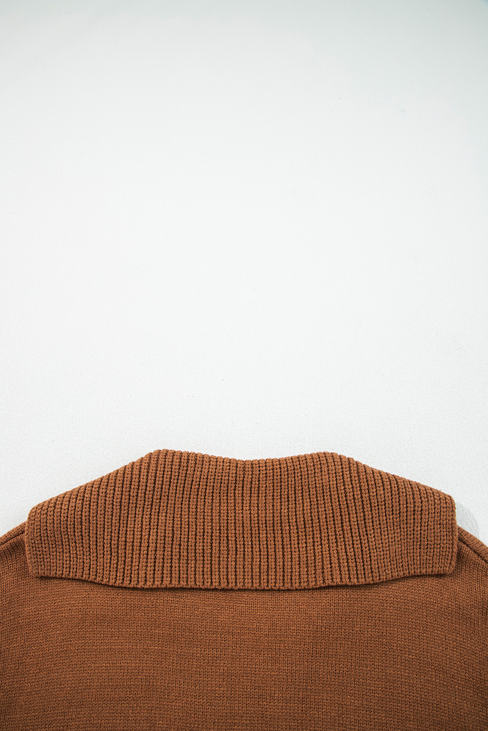Racing Red Collared V Neck Ribbed Edge Sexy Elegant Sweater