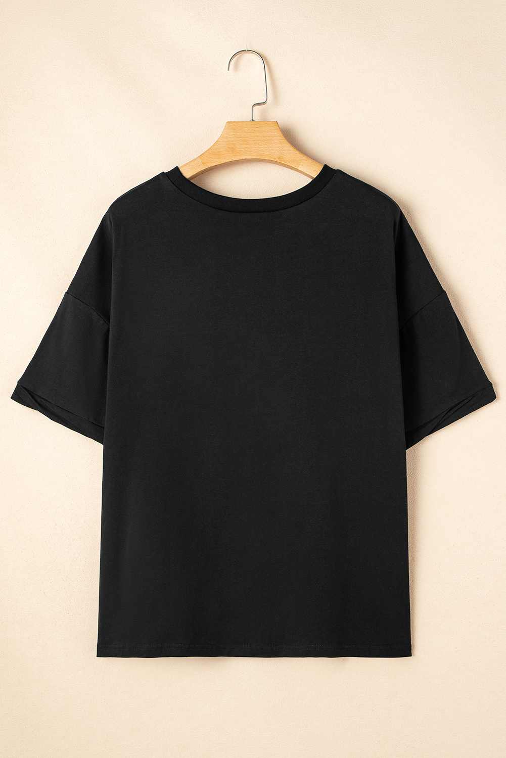 Black Happy Easter Sequin Graphic Dropped Shoulder T Shirt
