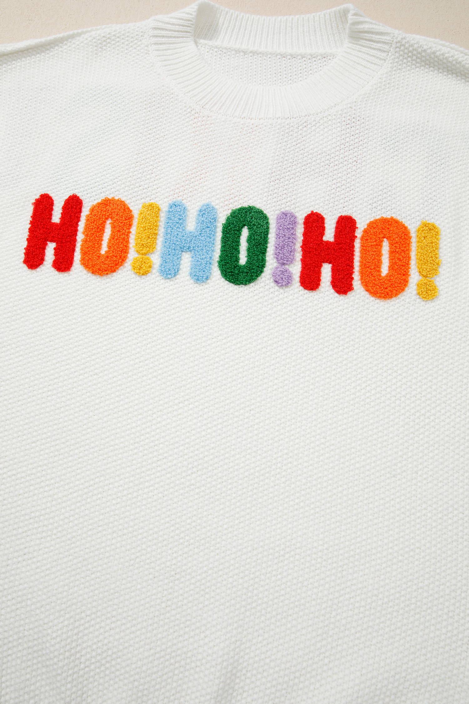 White Chenille Graphic Drop Shoulder Holiday Sweater