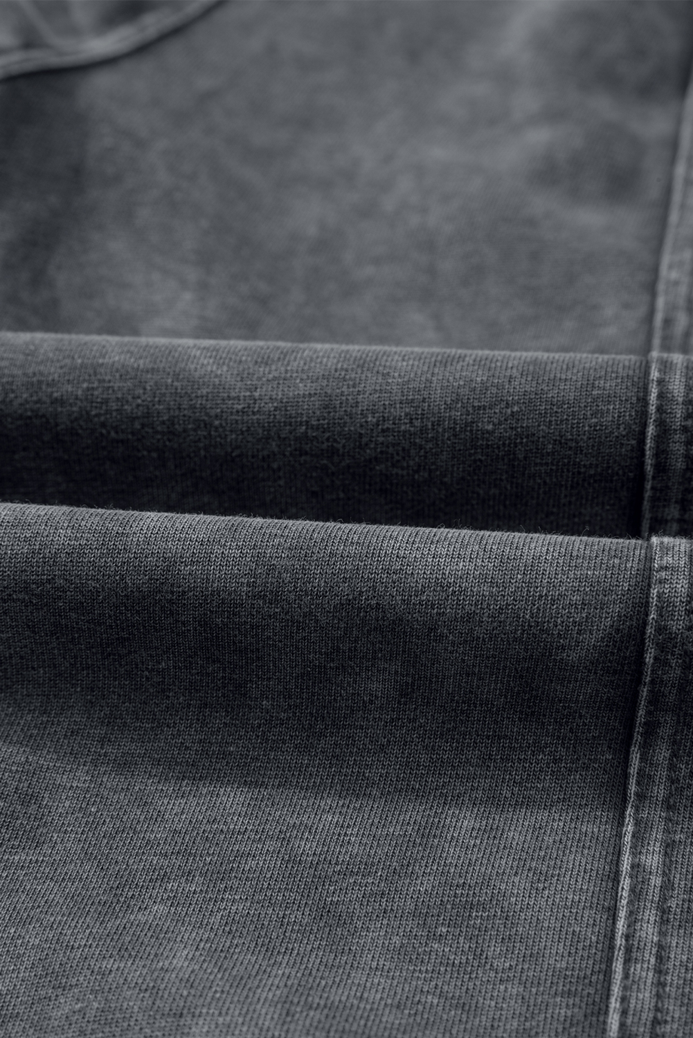 Medium Grey Mineral Wash Jogger Style High Waist Casual Pants