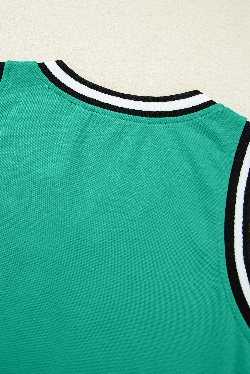Mint Green Varsity Contrast Striped V Neck Long Sleeve T Shirt Dress with Pockets