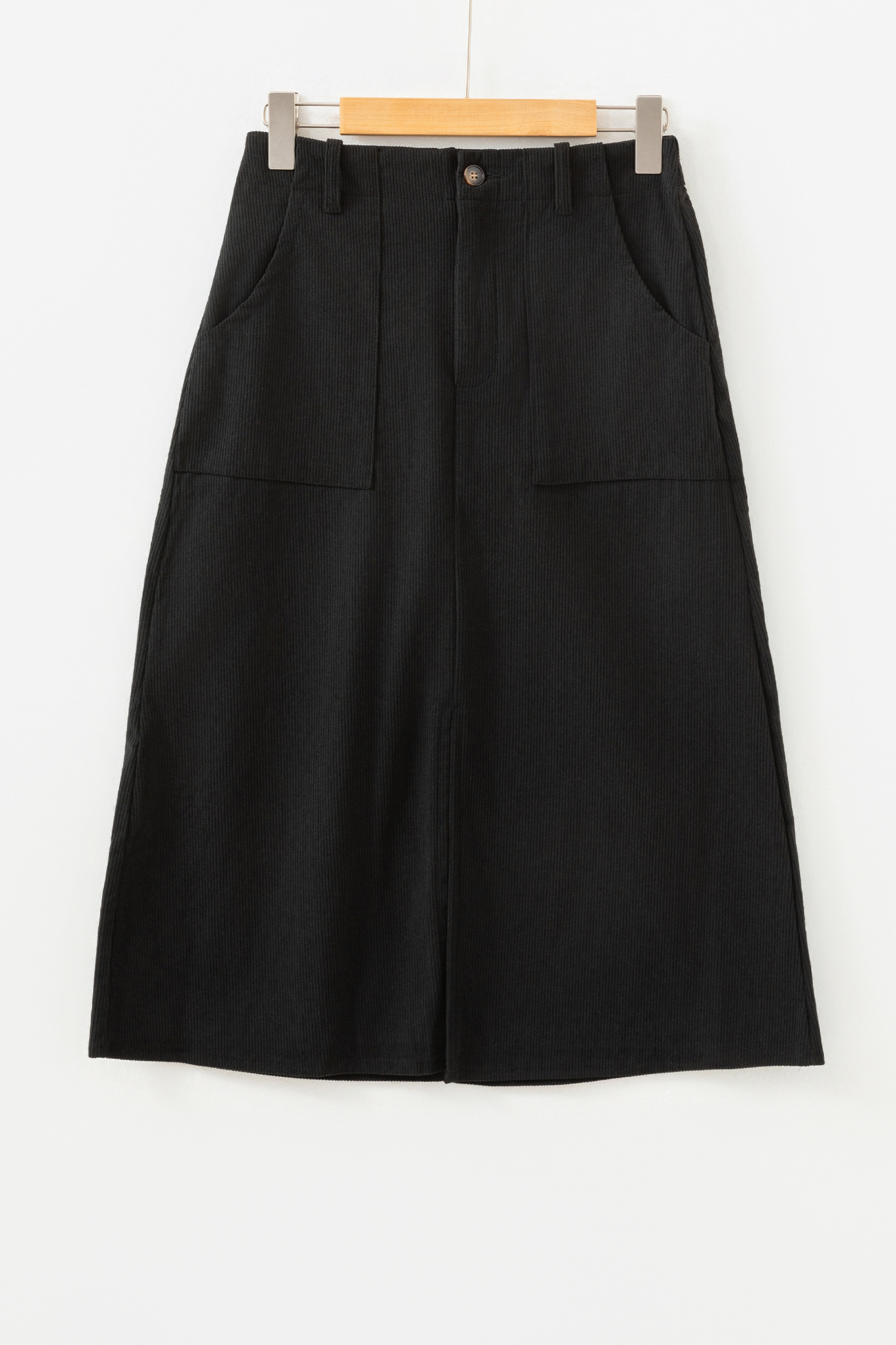 Coffee Front Slit Shift High Waist Midi Skirt