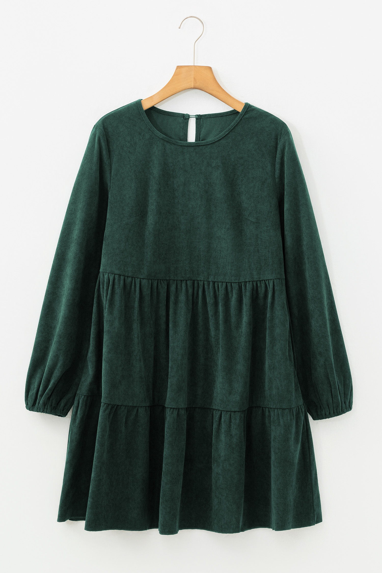 Black Lantern Sleeve Tiered Mini Dress
