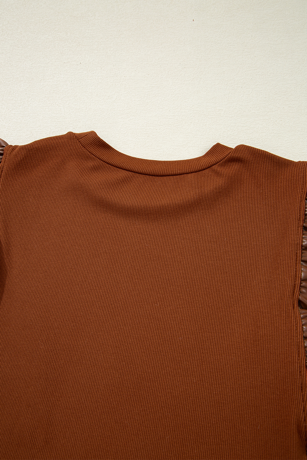 Black GAME DAY Checkered Letter Graphic Leatherette Ruffle Sleeve Top