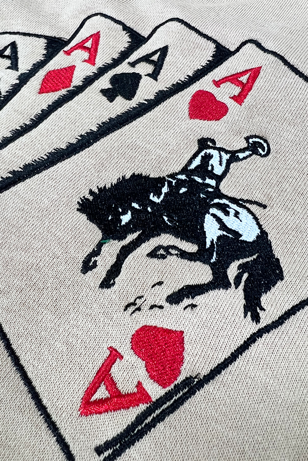 Khaki Poker Queen Embroidered Graphic Tee