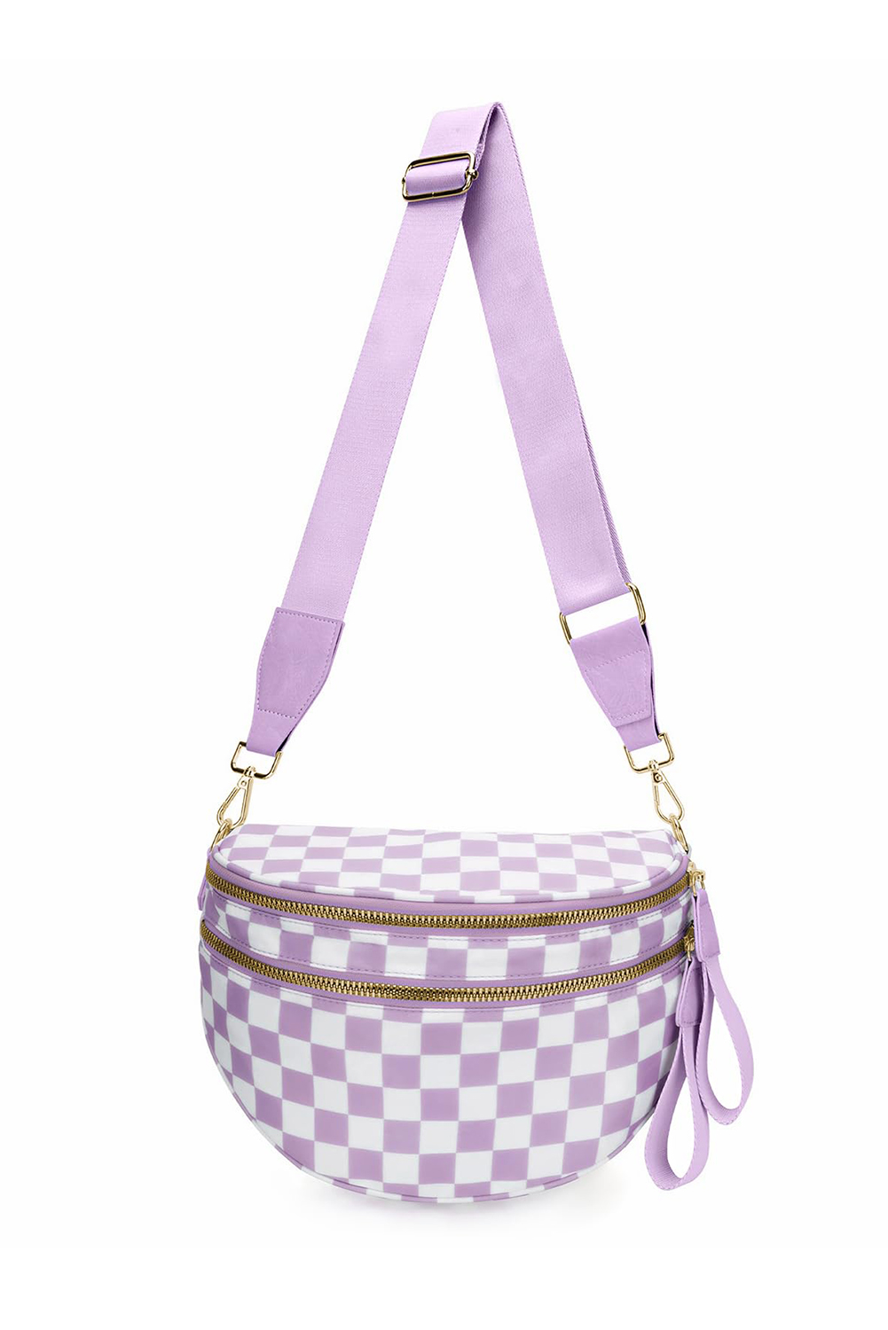 Jungle Green Double Zip Crescent Shape Adjustable Sling Bag