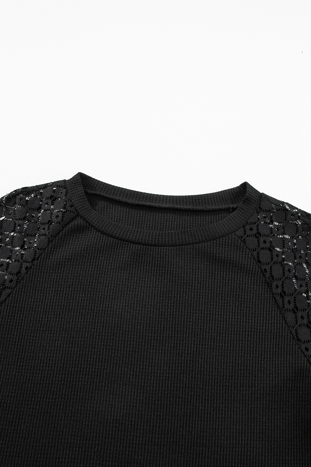 White Lace Long Sleeve Textured Pullover