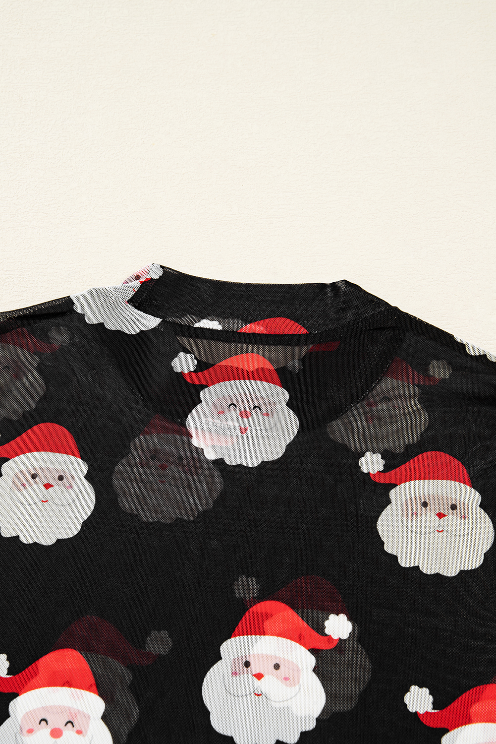 Black Christmas Fashion Print Slim Fit Long Sleeve Top