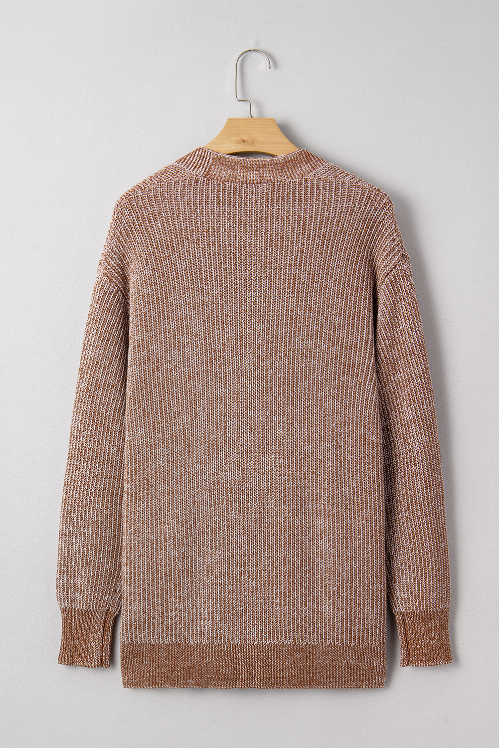 Straw Yellow Solid Open Knit Cardigan with Pockets