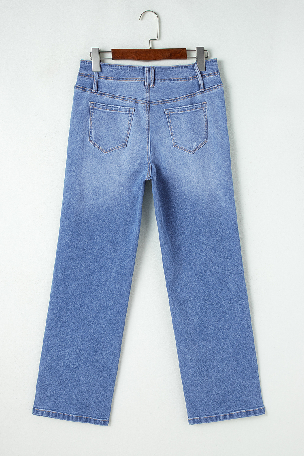 Beau Blue Loose Straight Leg Cropped High Waist Jeans