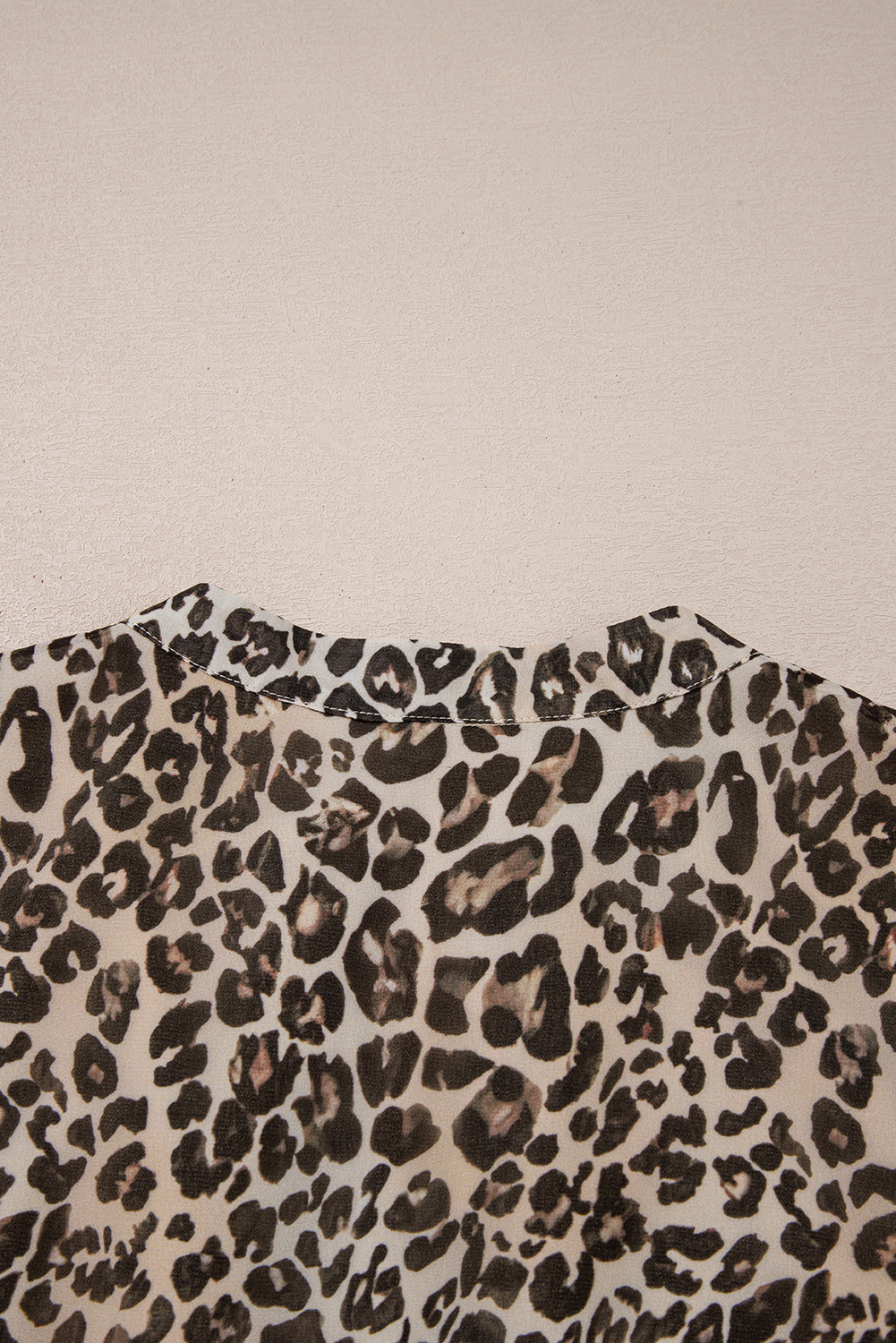 Khaki Leopard 3/4 Sleeve V Neck Swing Dress