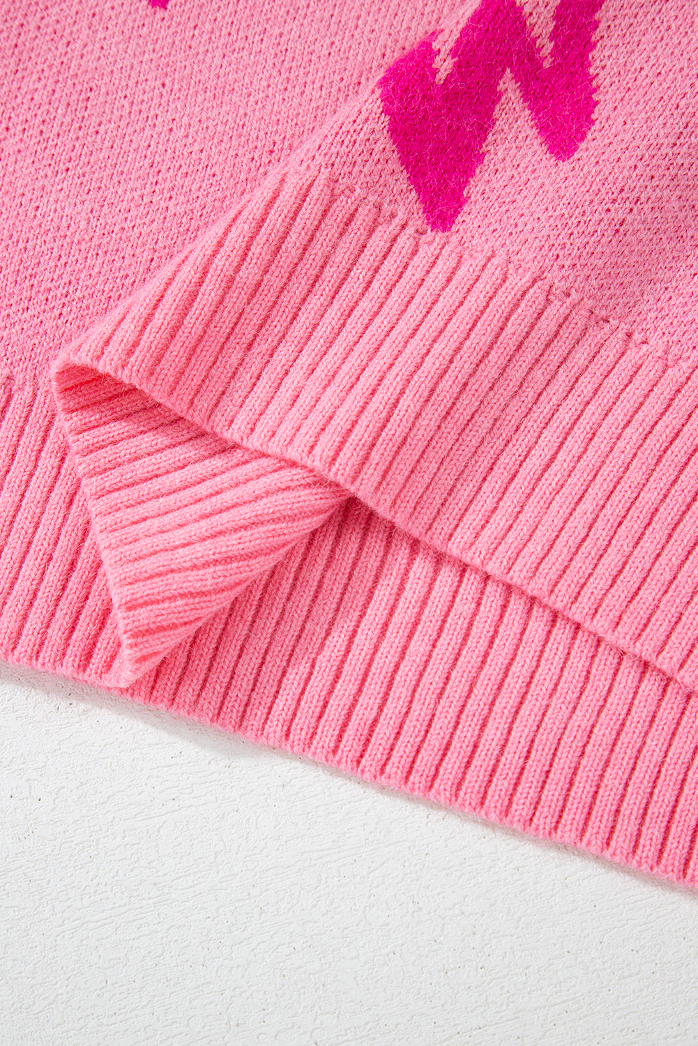 Golden Fleece Bow Pattern Drop Shoulder Loose Sweater