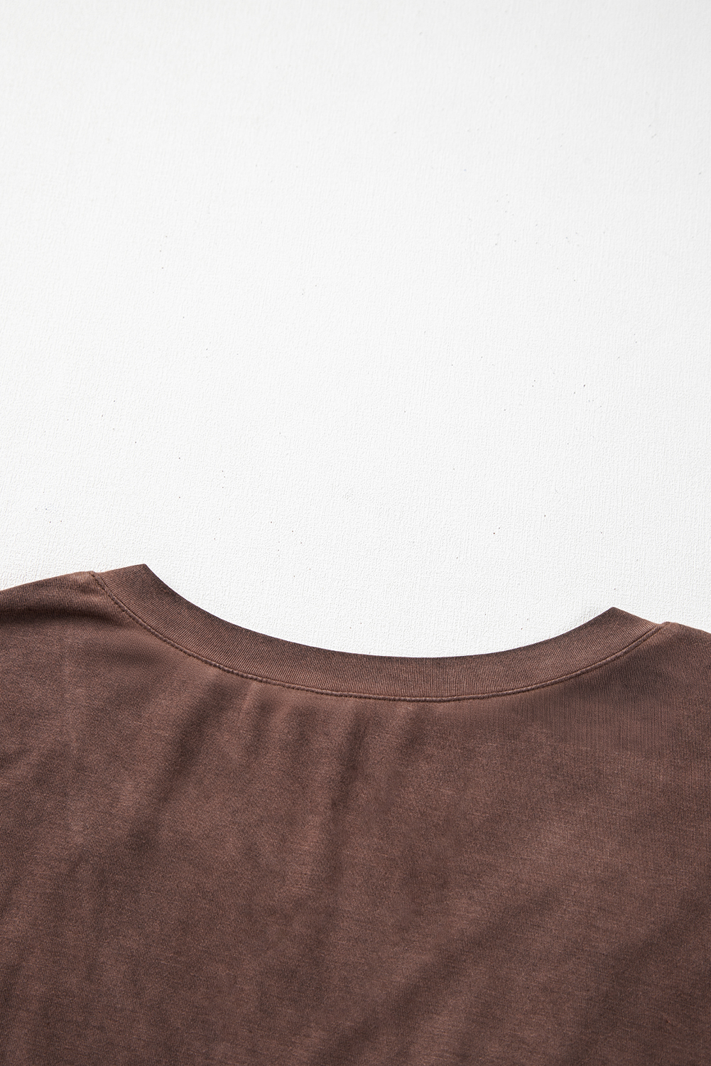 Chestnut Mineral Wash Criss Cross V Neck Casual T Shirt