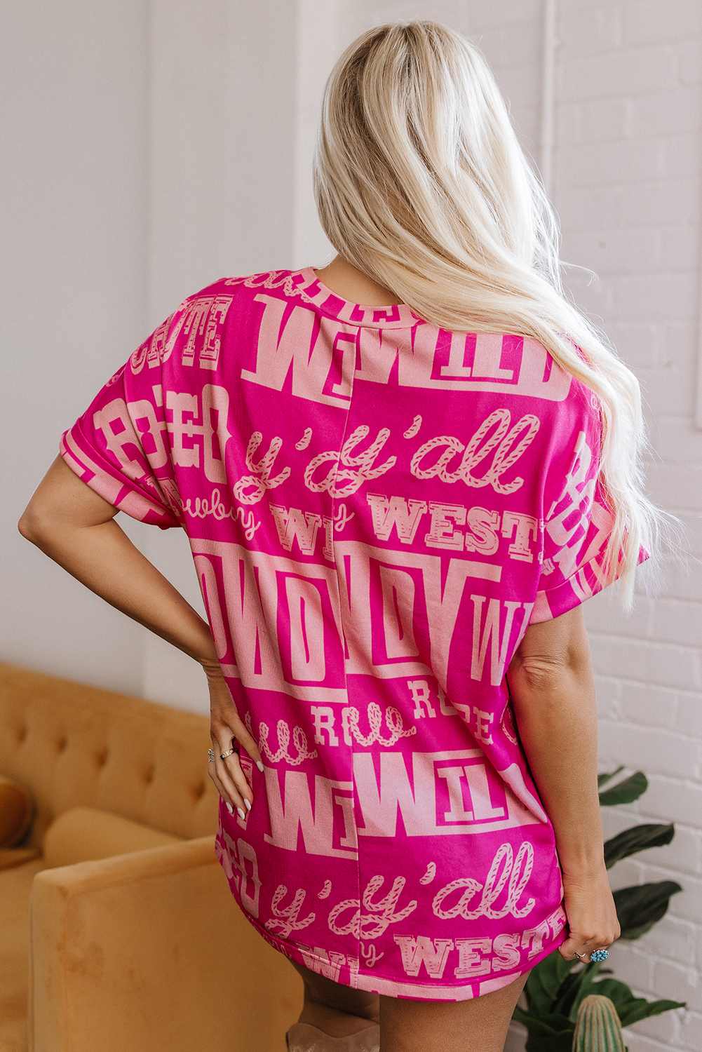 Dark Grey Howdy Cowboy Letter Printed Western Fashion Tee