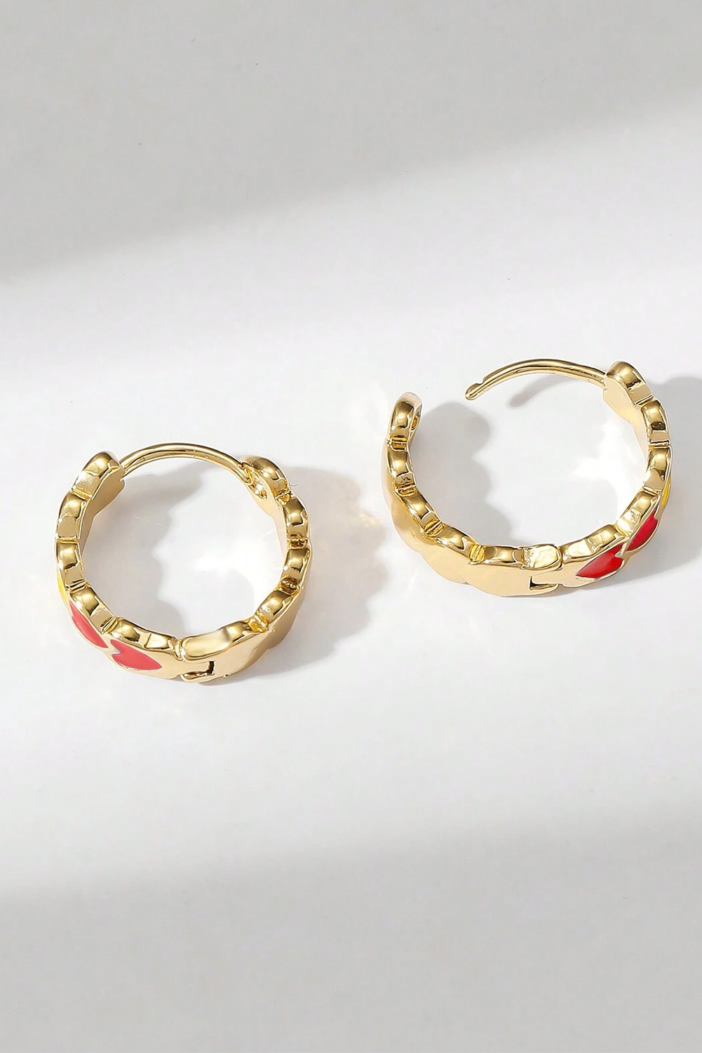 White Heart Shape Plated Alloy Small Hook Earrings