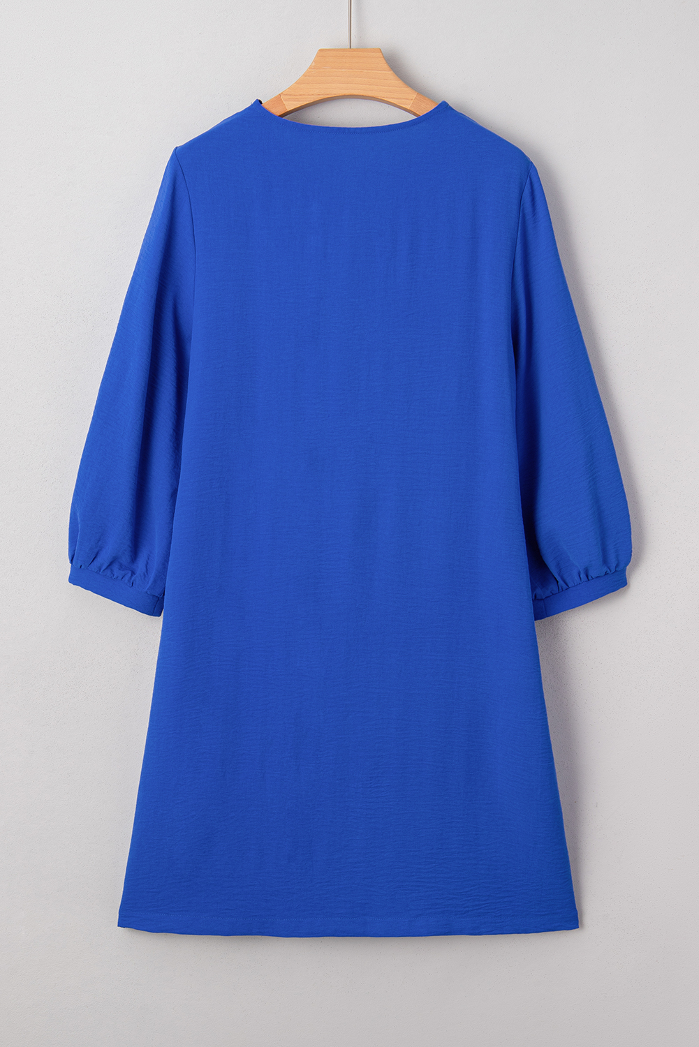 Sky Blue Frilled V Neck Bracelet Sleeve Shift Mini Dress