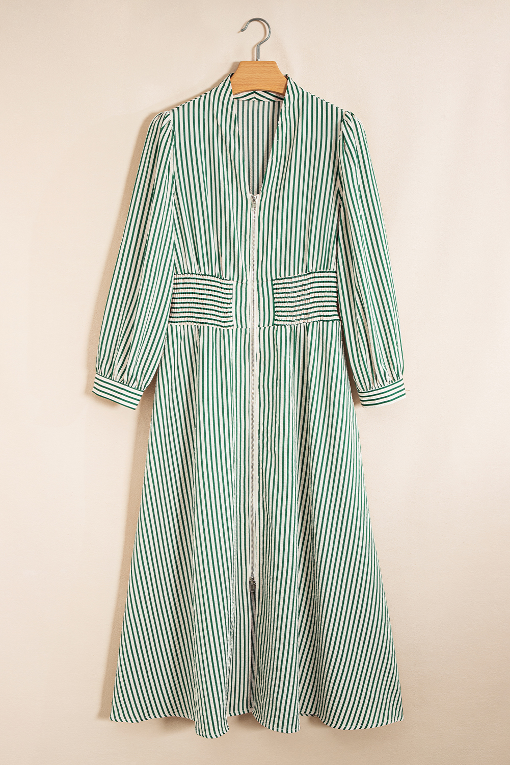 Coffee Plaid Print Full Zipper Cinched Waist Fit Flare Sleeveless Maxi Dress