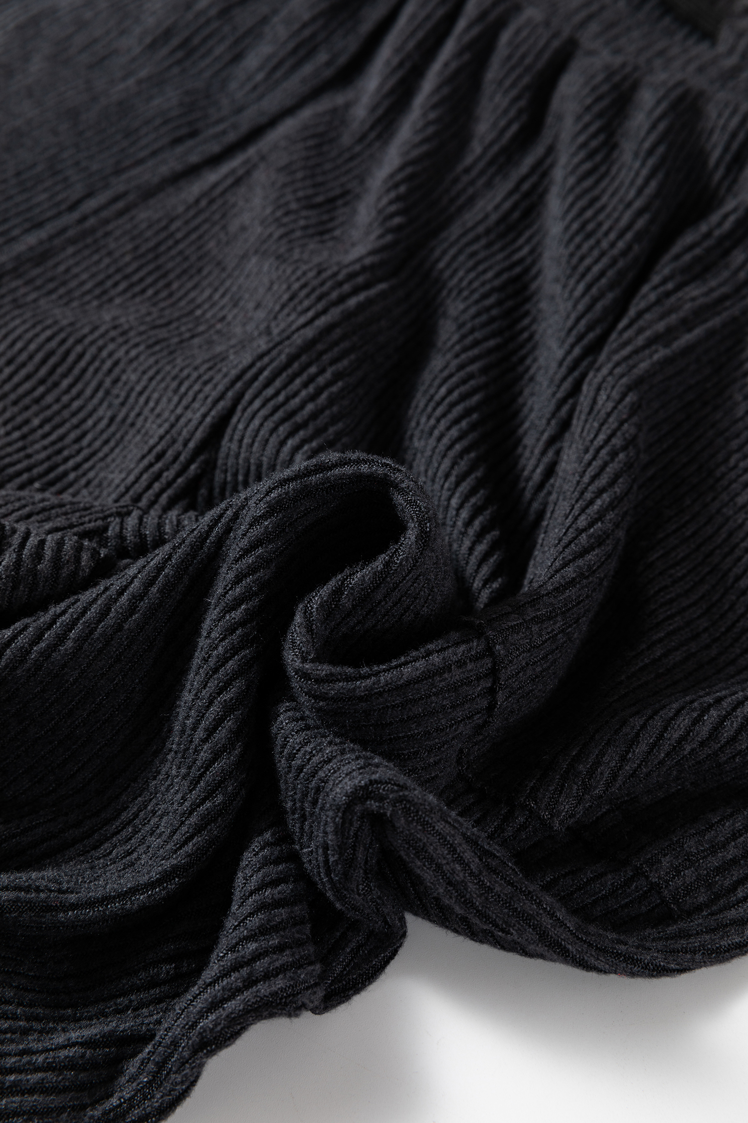 Black Ribbed Drawstring Active Jogger Pants