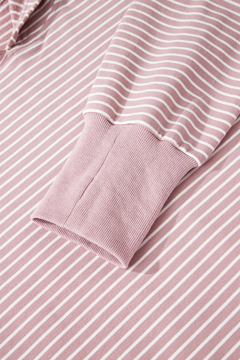 Purple Stripe Thumbhole Side Slits Drop Shoulder Loose Fit Hoodie