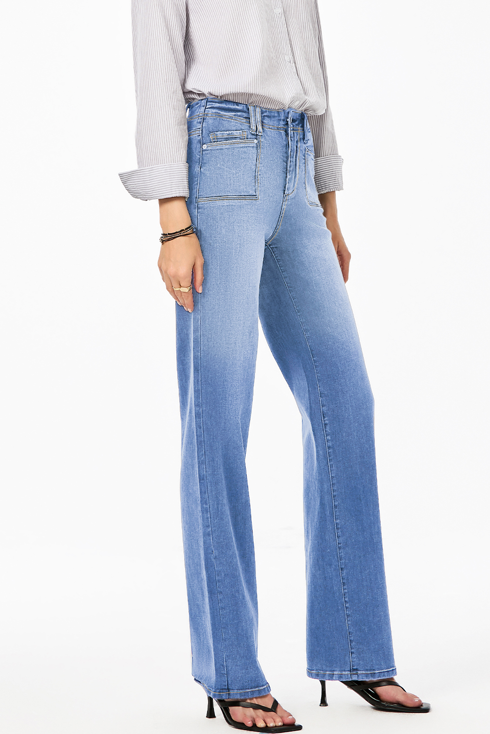 Beau Blue Loose Straight Leg Cropped High Waist Jeans