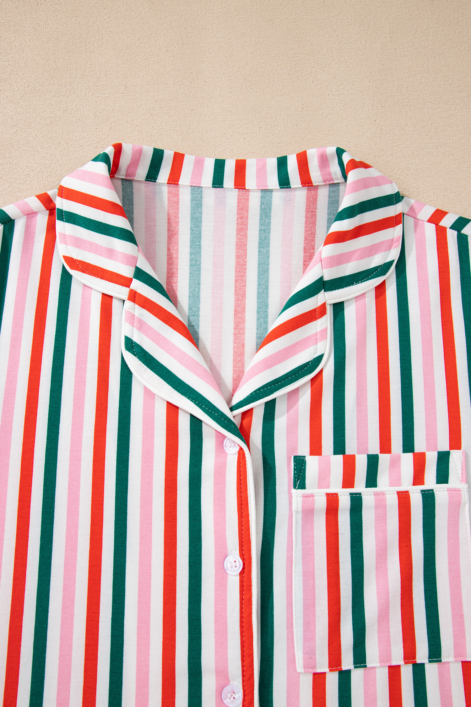 Pink Stripe Christmas Long Sleeve Shirt Style Lounge Dress