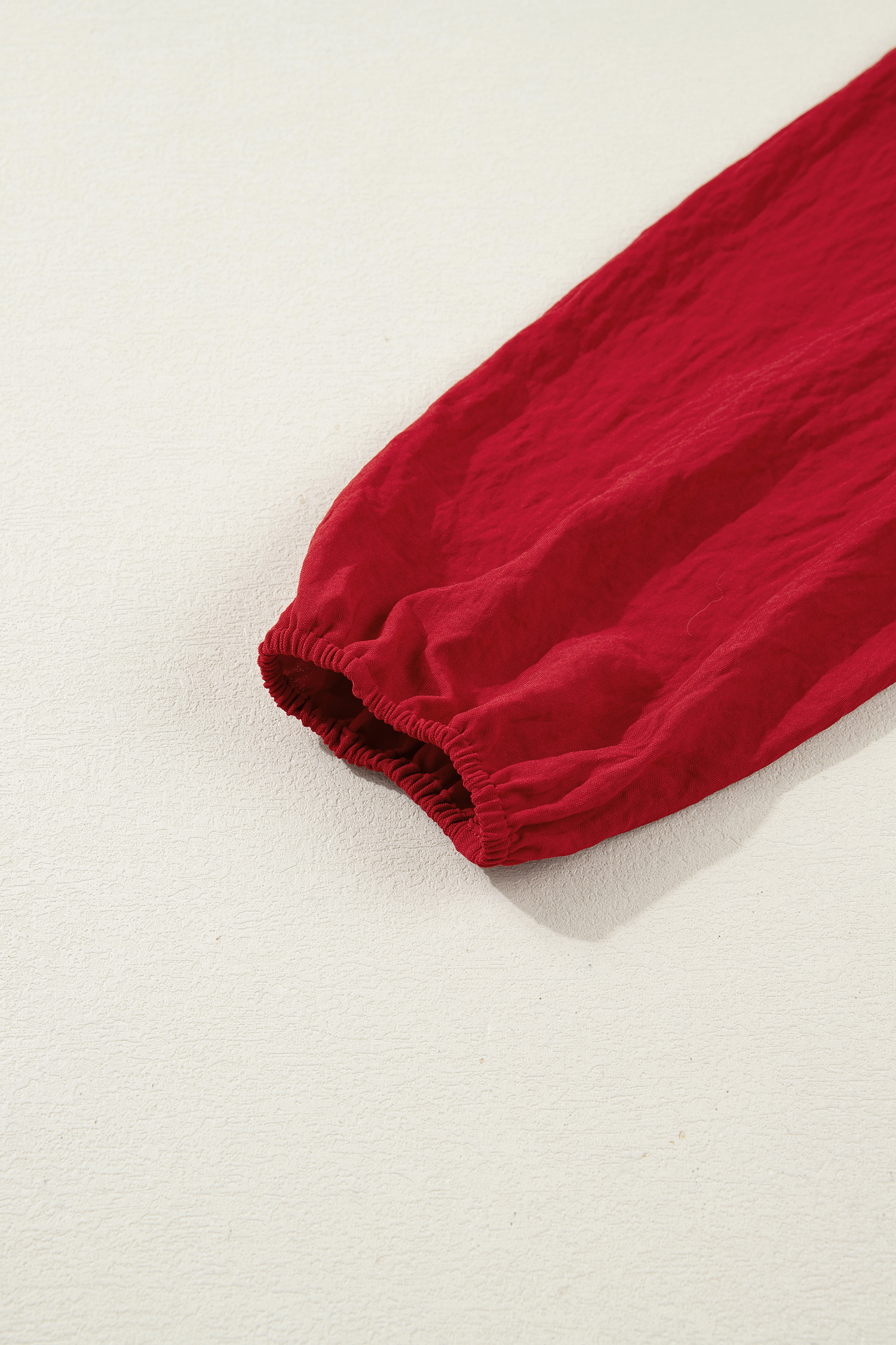 Racing Red Contrast Embroidered Detail Cinched Waist Tiered Long Sleeve Maxi Dress