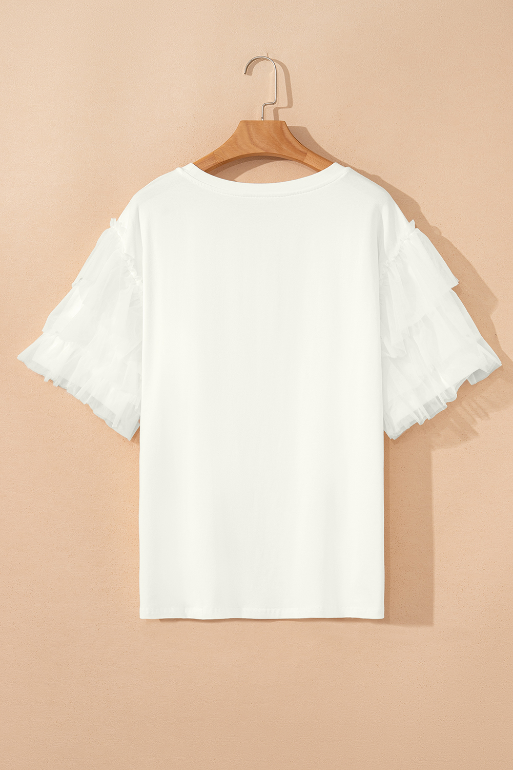 Dark Green Tulle Ruffle Sleeve Blouse
