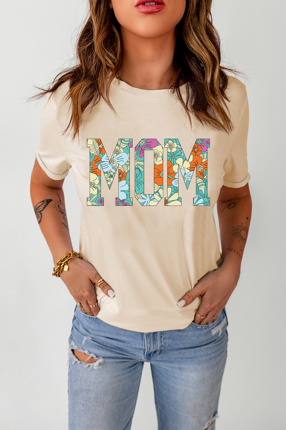 White Bull Skull American Flag Graphic Tee