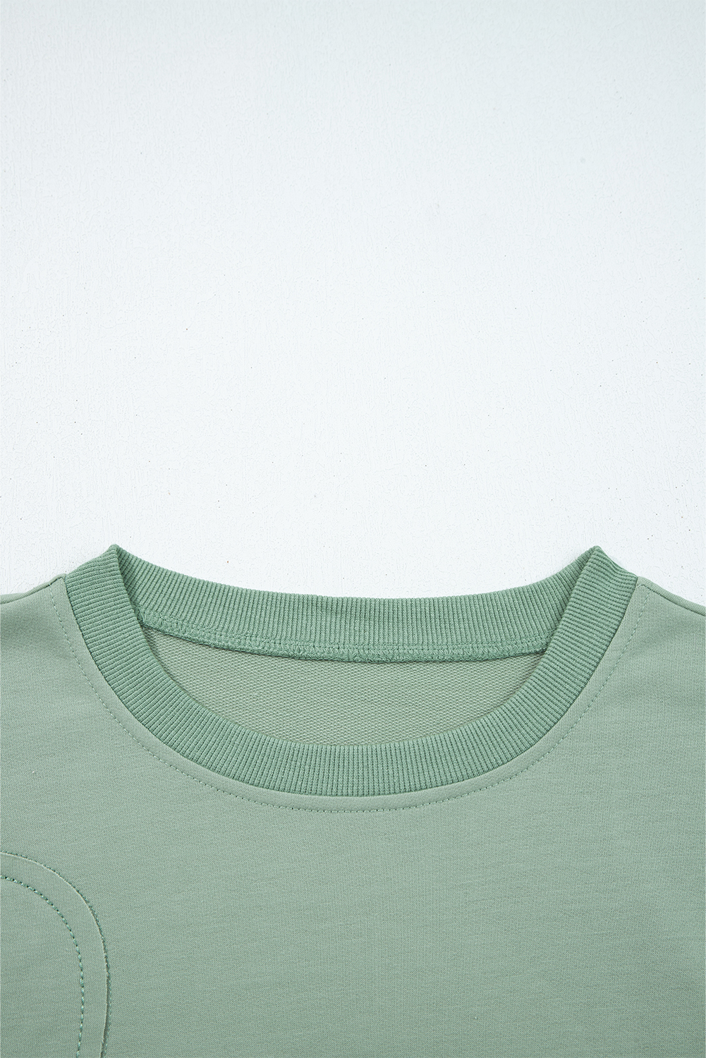 Beige Raw Edge Flower Patch Drop Shoulder Casual Top