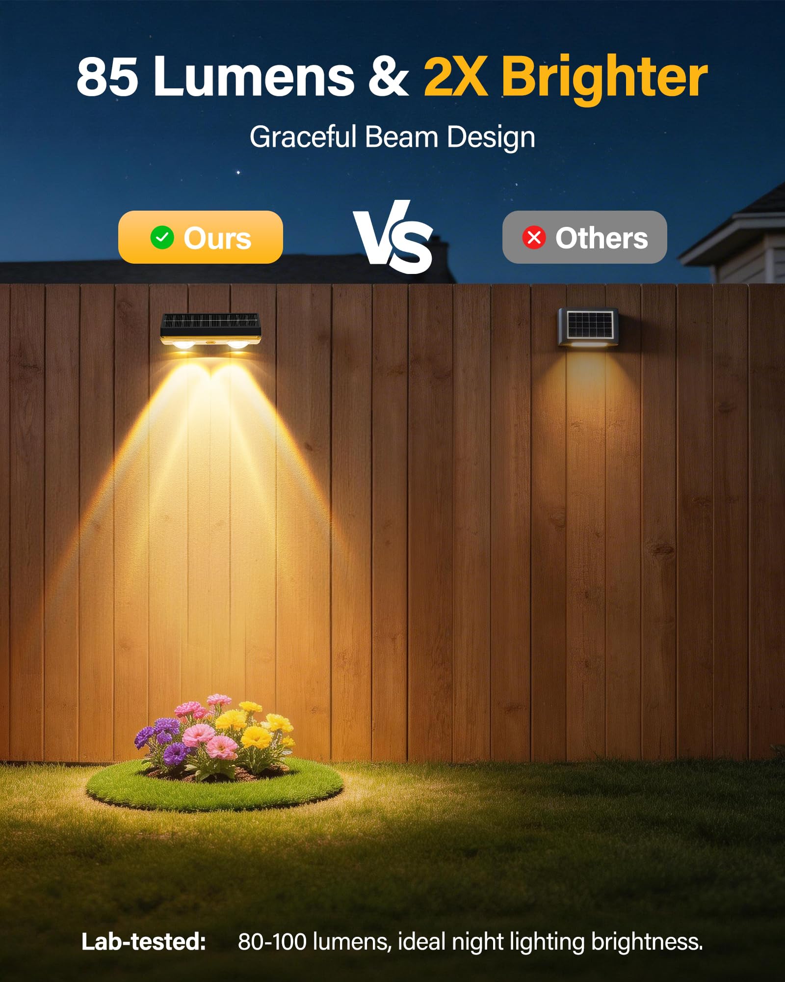 TOEUIE Solar Fence Lights Outdoor - 16 Pack, 85LM, RGB