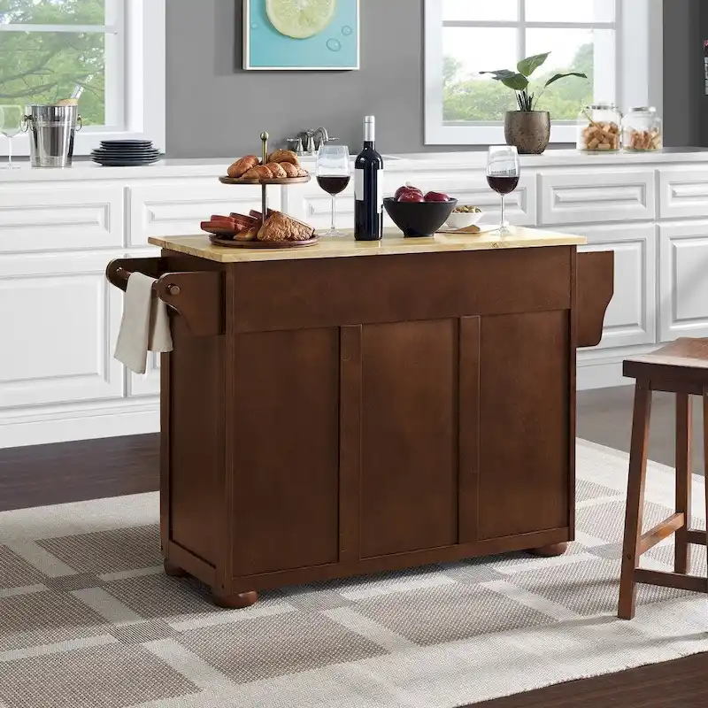 Kitchen Island Cart with Drawers Cabinets and Storage Rack on Wheels
