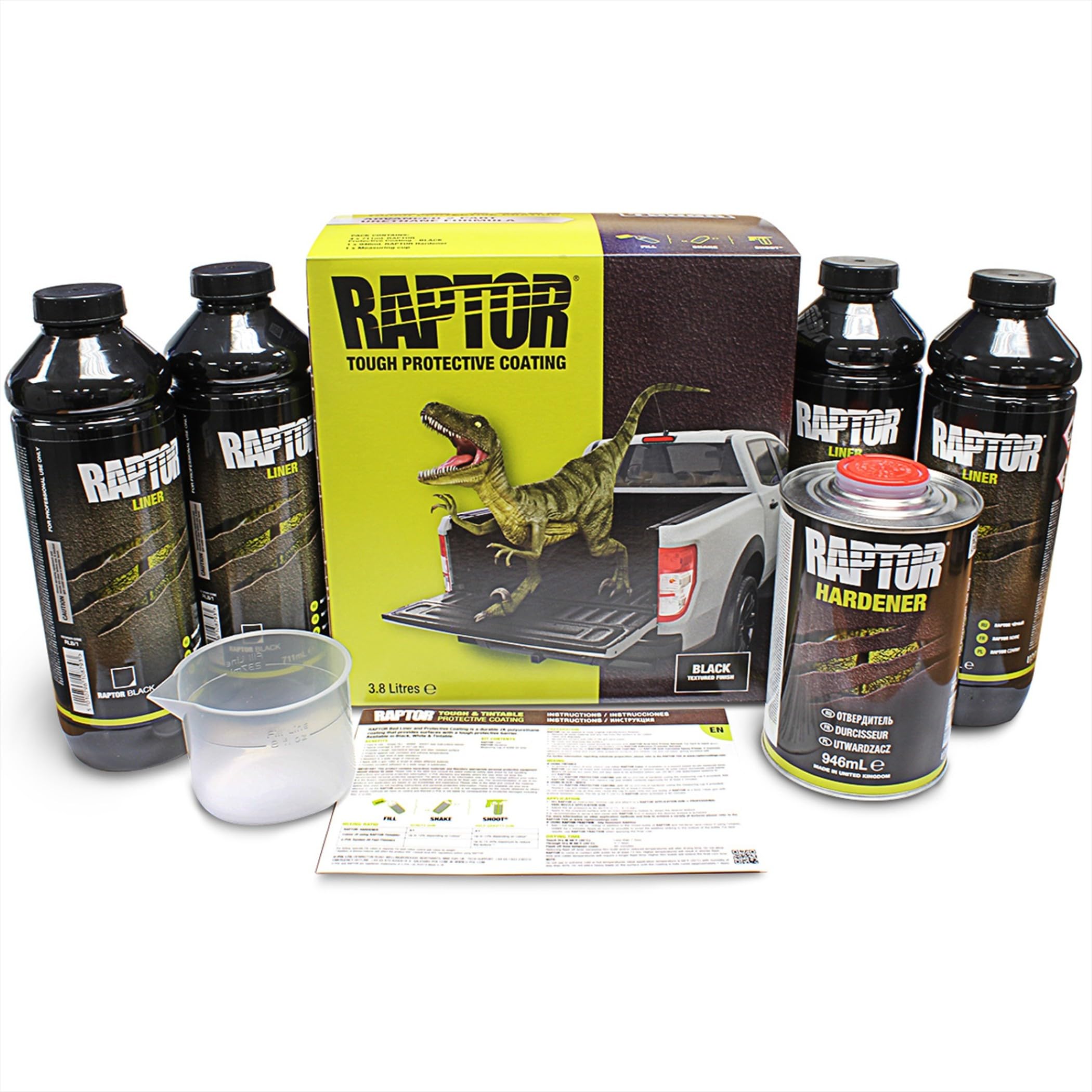 U-POL Raptor Black Bed Liner Kit with Spray Gun - 4 Quarts