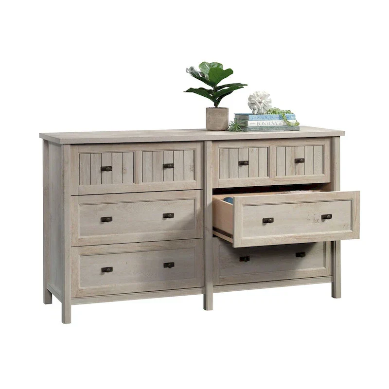 Wood Dresser with 6 Drawers Storage Cabinet with Thick Top