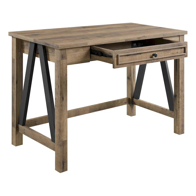 Salvage Oak Quinton Writing Desk with Drawer