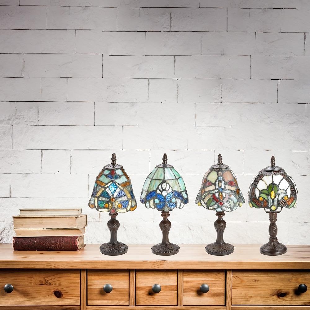 River of Goods Set of 4 Family Favorites Tiffany Style Stained Glass Mini Accent Lamps - 6