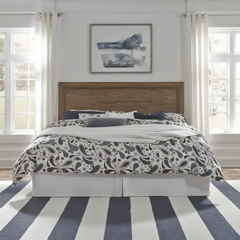 Carbon Loft Wallace King Headboard in Aged Toffee Wood and Veneer
