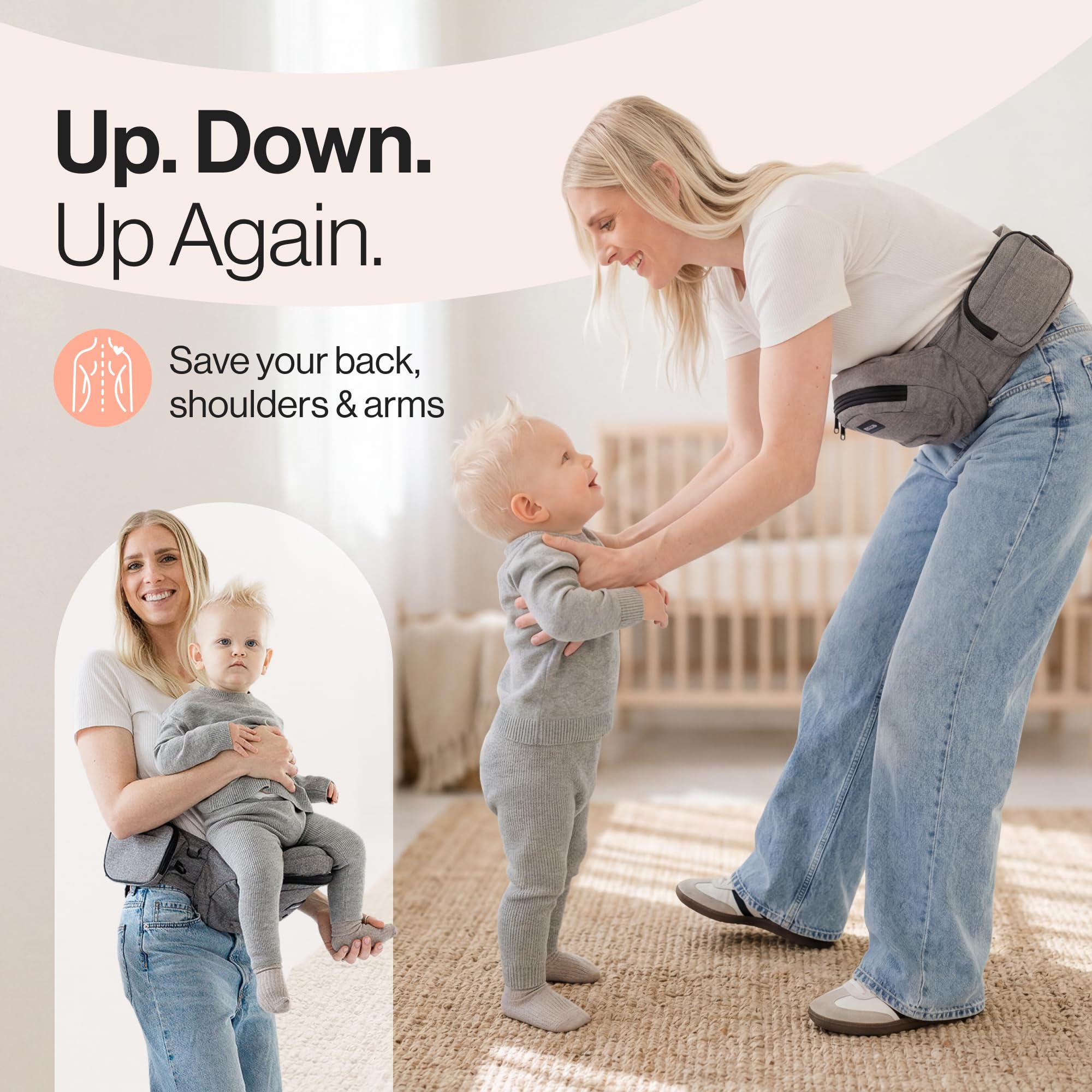TUSHBABY Original Hip Seat Baby Carrier for Toddlers up to 45 lbs