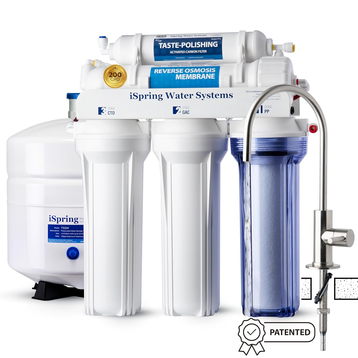 iSpring RCC7AK, NSF Certified, 75 GPD, Alkaline 6-Stage Reverse Osmosis System, pH+ Remineralization RO Water Filter System Under Sink, Patented Top-Mounted Faucet Design for Easy Installation