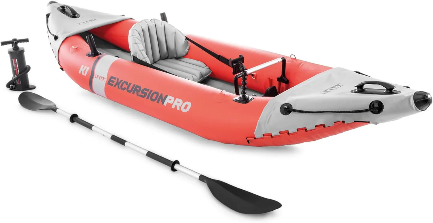 Excursion Pro Inflatable Kayak Series: Includes Deluxe 86in Kayak Paddles and High-Output Pump – SuperTough PVC – Adjustable Bucket Seat – Fishing Rod Holders – Grab Handles