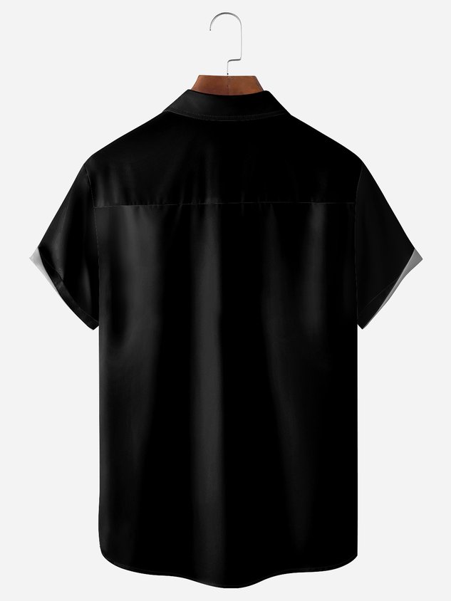 Flamingo Beer Chest Pocket Short Sleeve Bowling Shirt