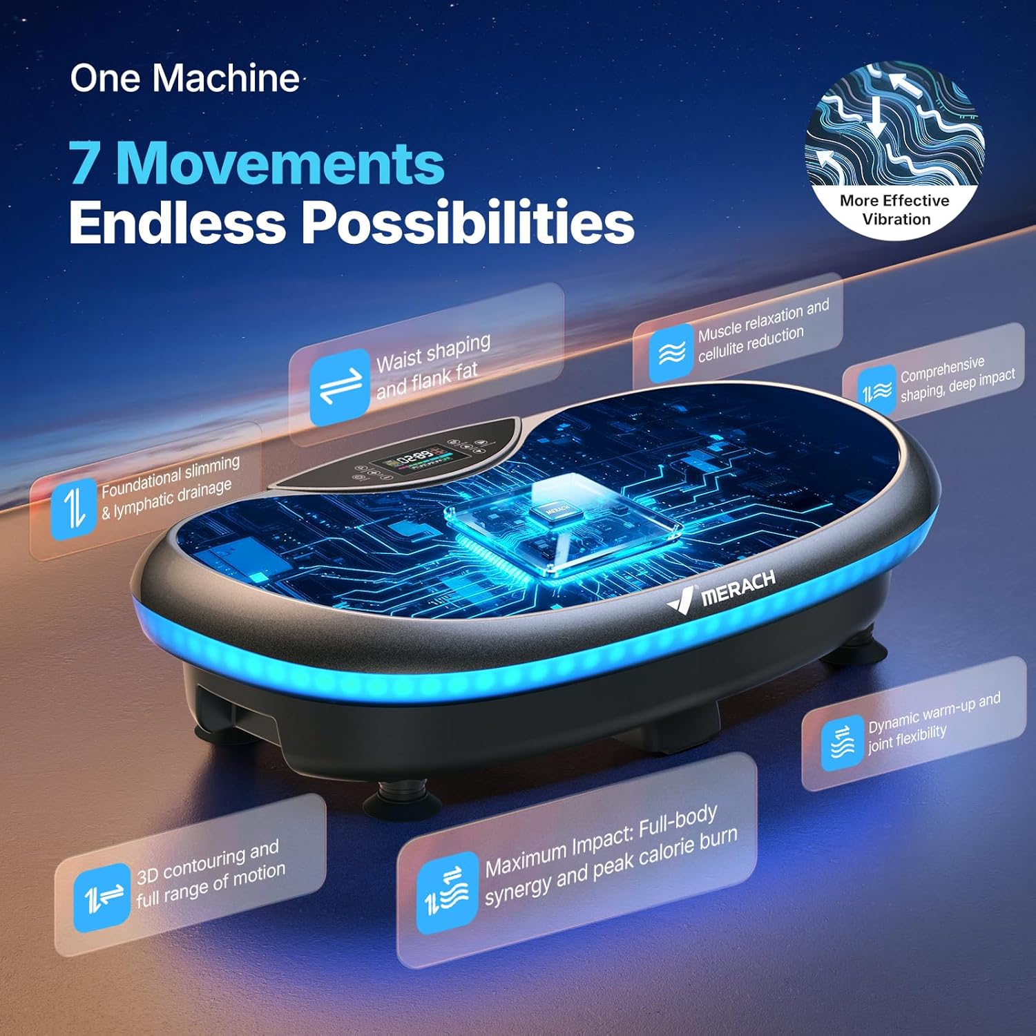 4D vibration plate exercise machine MR-2515 440W 120 speed levels 5 programs Bluetooth home fitness platform