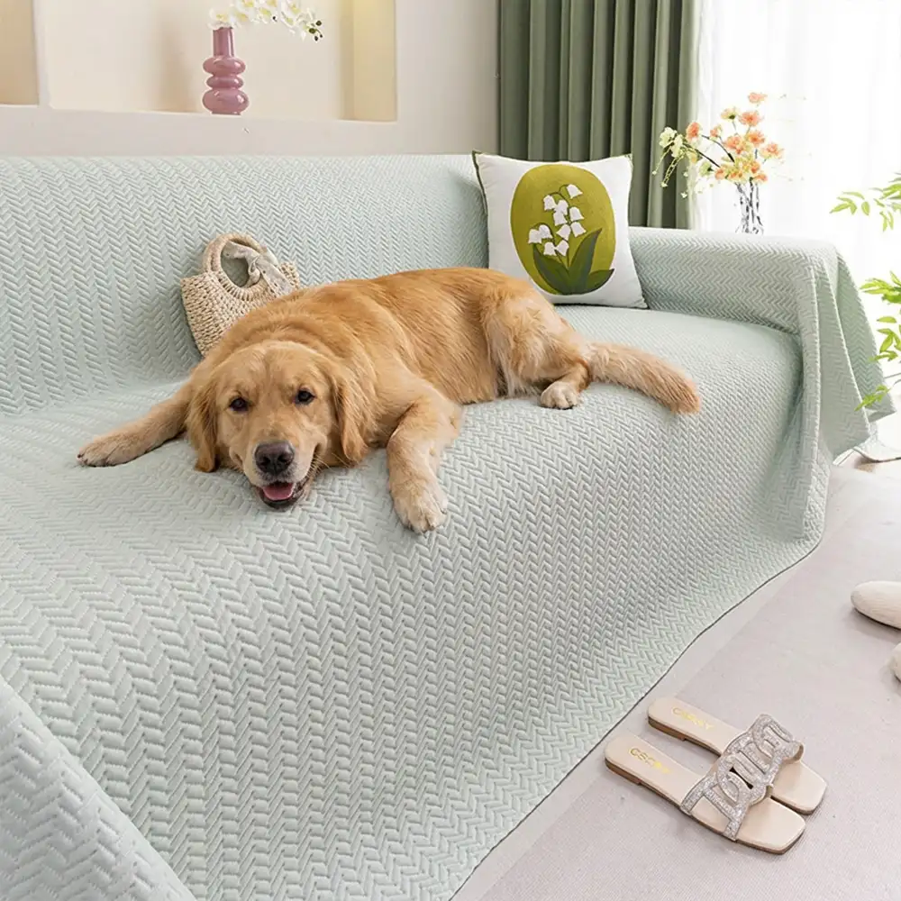 Herringbone Ice Silk Cooling Breathable Sofa Protector Washable Couch Cover