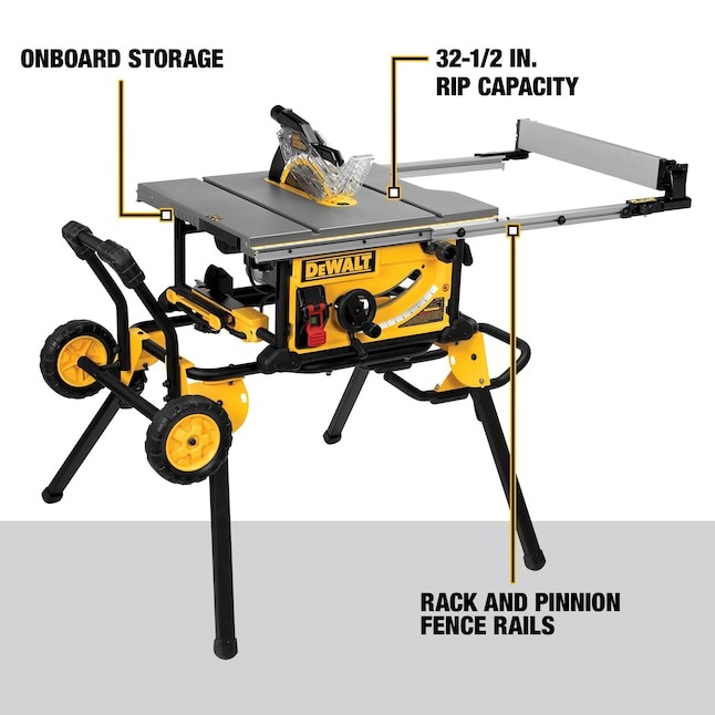 DEWALT 10-in 15 -Amp Portable Jobsite Table Saw with Foldable Rolling Stand