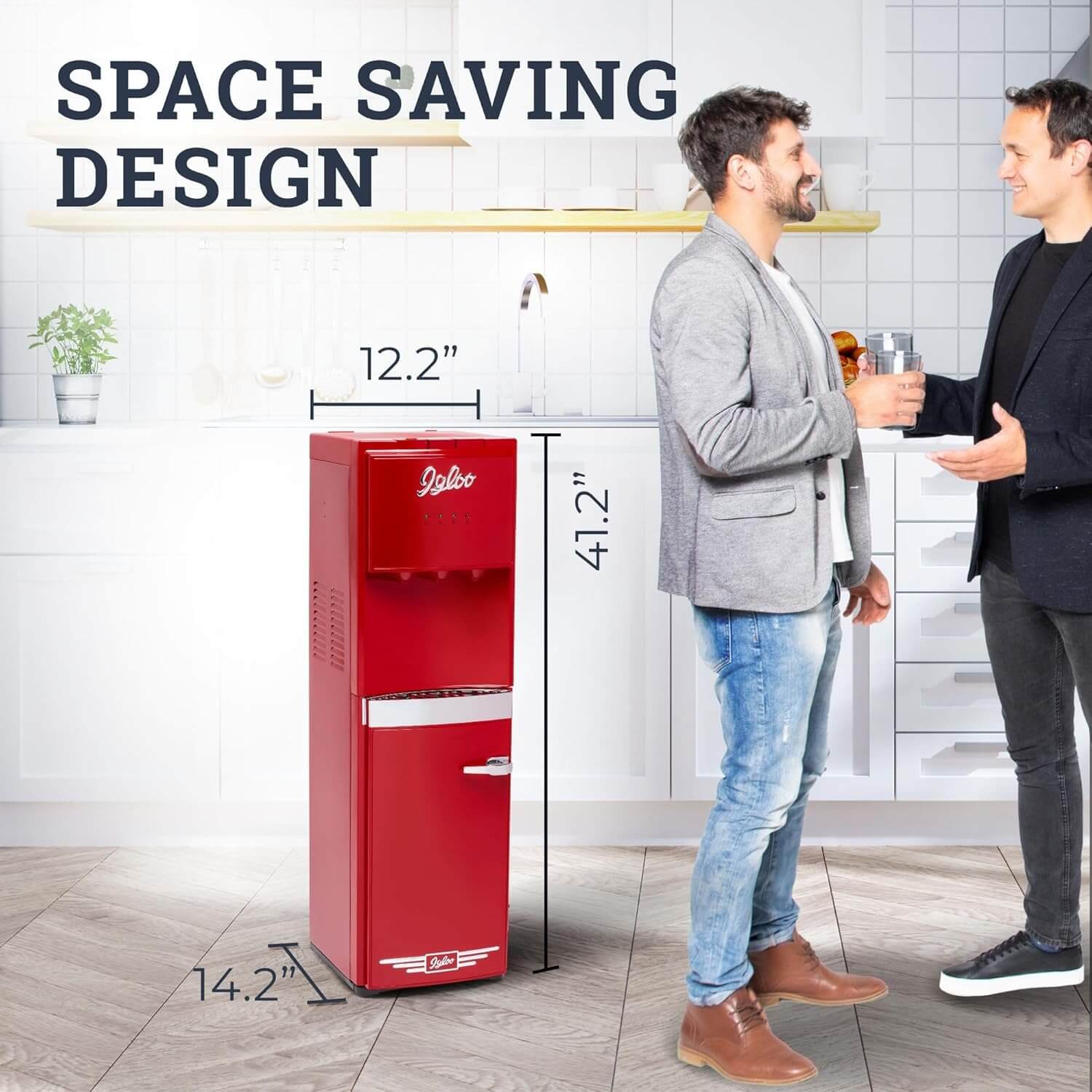 Igloo Retro Bottom Load Water Cooler Dispenser - Hot, Cold, or Room-Temperature Options - Holds 3 or 5 Gallon Bottles - Child Safety Lock - Perfect for Homes, Kitchens, Dorms - Red
