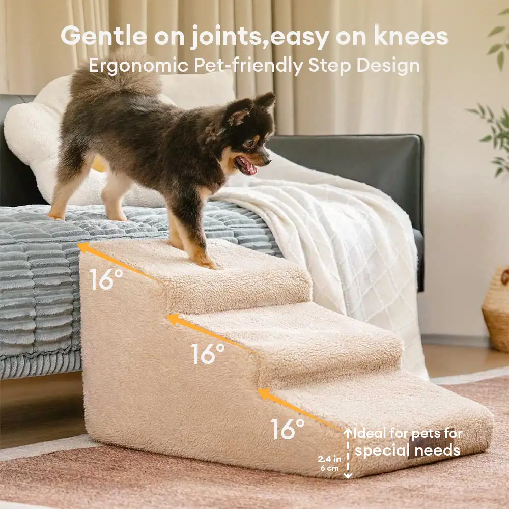 Climbing Aid for Bed and Couch Access Joint Protection Soft Dog Ramp Stairs - Pet-Friendly Bedroom