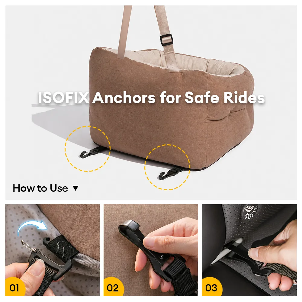 Waterproof ISOFIX Elevated & Thickened Dog Car Seat Bed with LATCH System